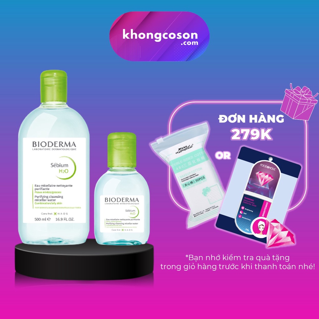 Tẩy Trang Bioderma Xanh Sebium H2O Micellar Water 500ml 250ml 100ml - Khongcoson