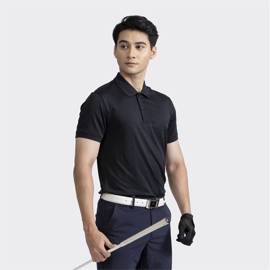 Áo thun polo nam Aristino APS092S2 phông ngắn tay cổ bẻ dáng suông vừa trơn màu emboss vải Polyester thể thao cao cấp