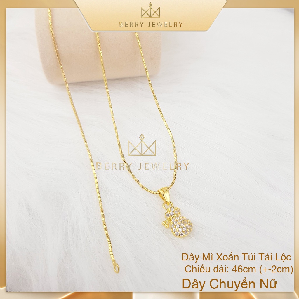 Dây Chuyền, Vòng Cổ Nữ Dạng Dây Mì Xoắn Túi Lộc Đính Đá Sang Trọng Bền Màu B2121TL