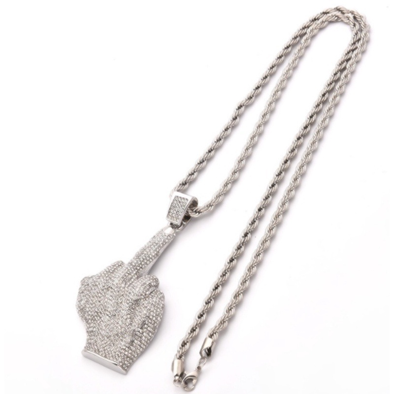 Vòng cổ Kim Loại Hình Ngón Tay Giữa Phong Cách Hip hop Đường Phố