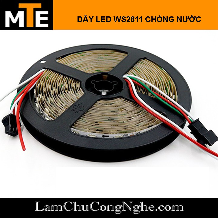 Dây 5 mét LED đổi màu RGB WS2811 12V Loại dán, chống nước IP65 và không chống nước (300 LED)