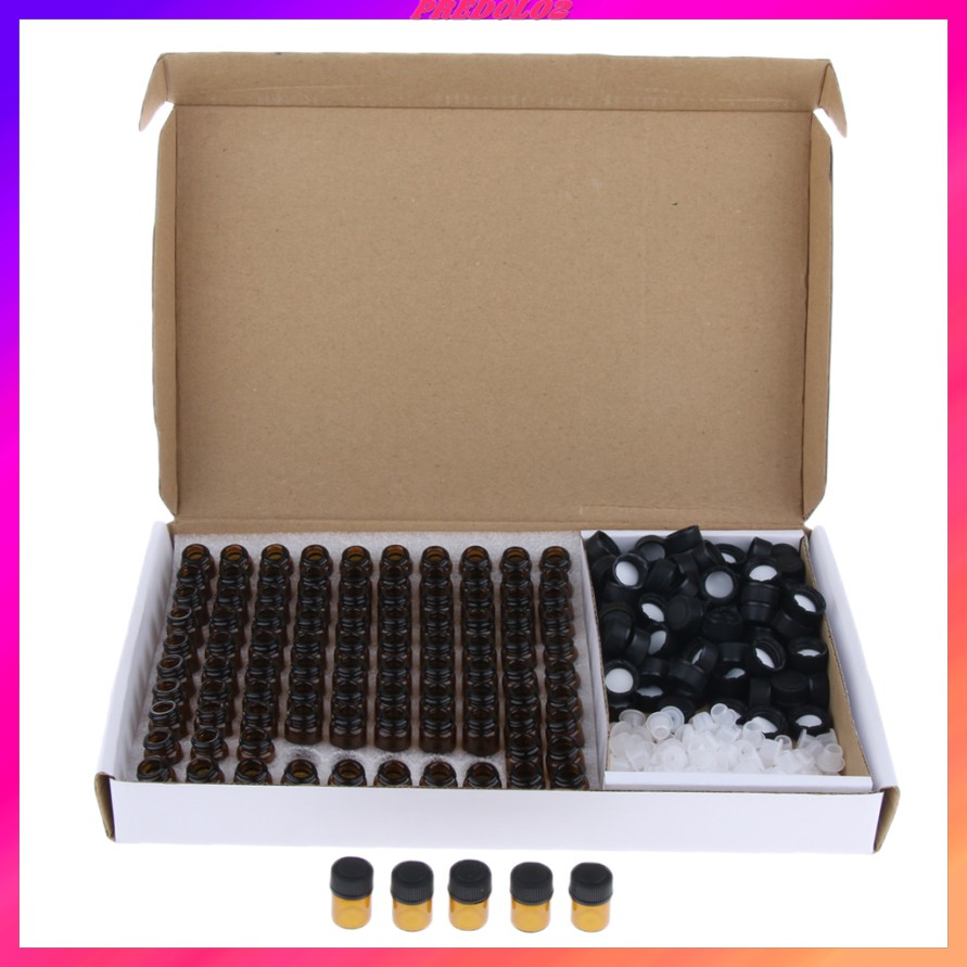 100 Pcs Essential Oil Amber Glass Vial with orifice 1ml Sample Dram bottle