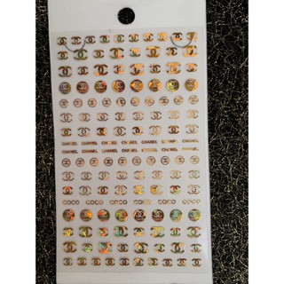 sticker miếng dán móng nail logo thương hiệu 3d, lụa 5d