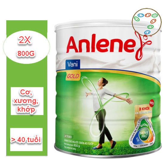 [Date 2023] Bộ 2 lon Sữa bột Anlene 3 khoẻ Gold Vani 800g