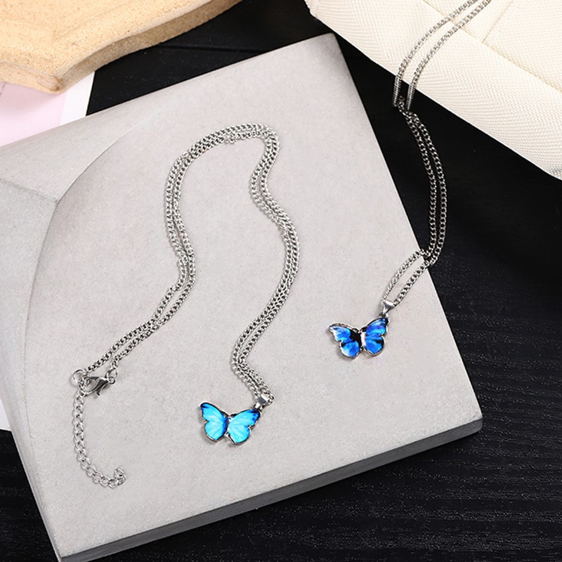 Vòng Dây Chuyền Hình Con Bướm Đáng Yêu Màu Gradient Thần Tiên
