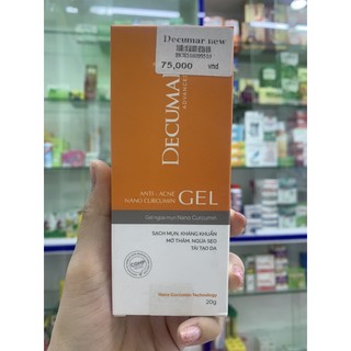 Gel ngừa mụn nano curcumin Decumar 20 gram