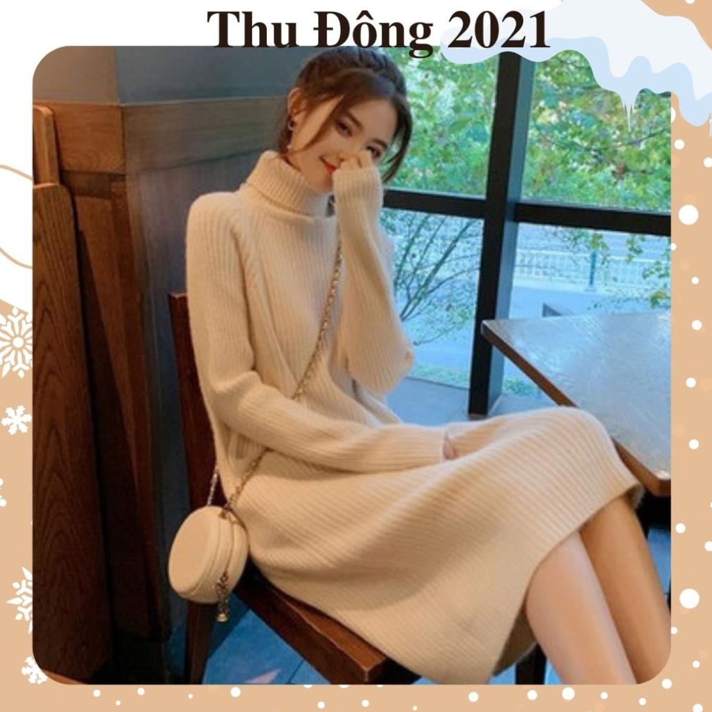 Váy len nữ, váy len tăm dáng dài cổ lọ bản to chất tăm dày mặc cực ấm hàng quảng châu cao cấp đủ màu | BigBuy360 - bigbuy360.vn