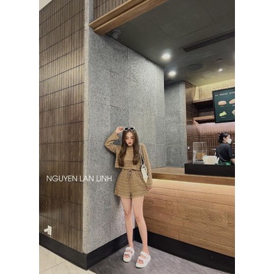 Sét bộ xốp gân bèo cổ tròn dài tay hot