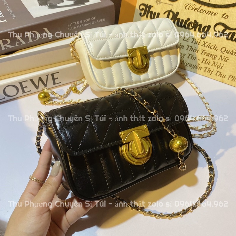 [Hàng loại 1] Túi đeo chéo dây quả chuông khoá hình tròn trần ô căng bóng hàng đẹp mẫu mới (cam kết chuẩn ảnh)