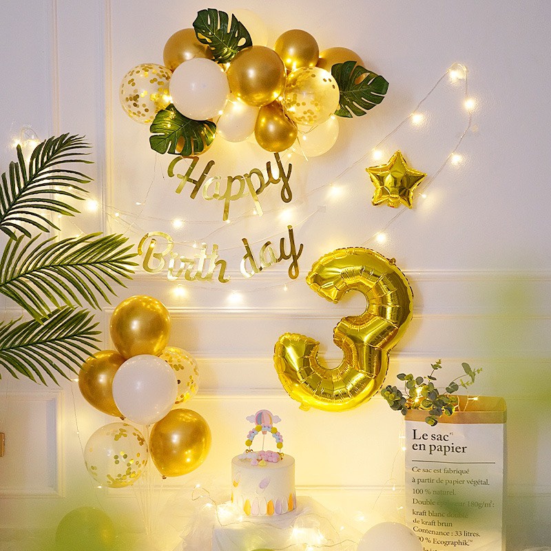 Set Bóng Trang Trí Sinh Nhật MS899 Tông Vàng Mẫu Mới