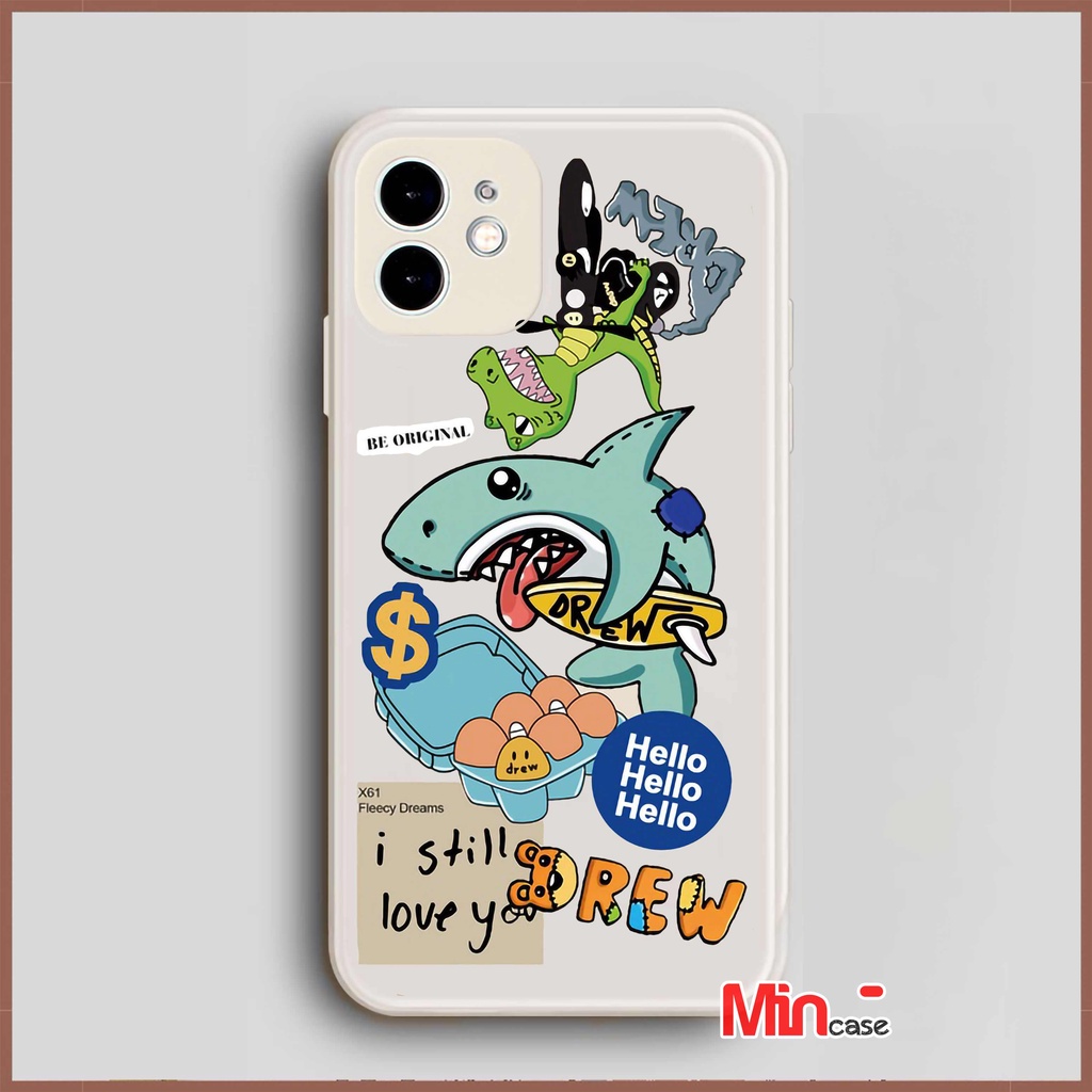 Ốp lưng iPhone Drew cá mập cạnh viền vuông silicon mềm dẻo bảo vệ camera cho iphone 6/6s/7/8/X/XS/XR/11/12/13 Pro Plus M