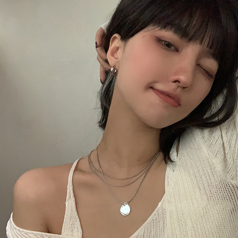 Dây chuyền mặt tròn phong cách Hàn Quốc đơn giản hợp thời trang cho nữ