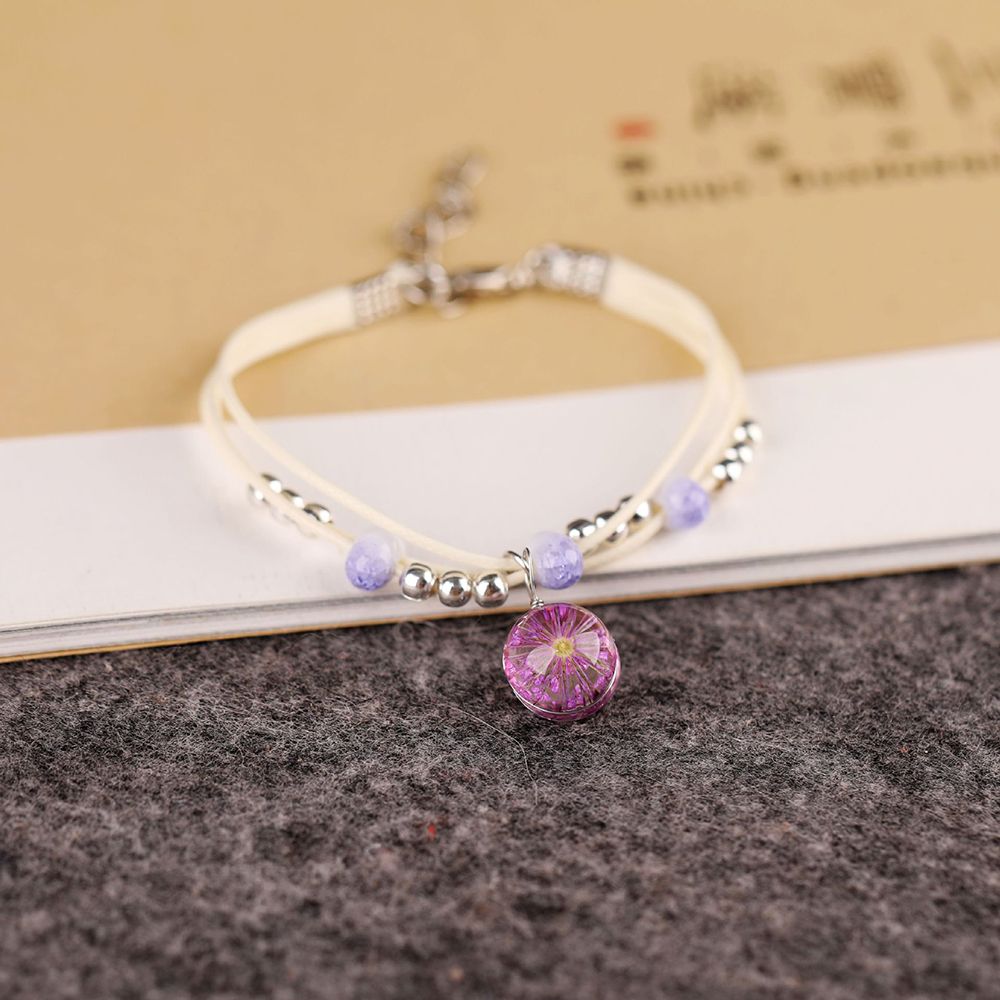 Vòng Đeo Tay Gắn Quả Cầu Thủy Tinh Chứa Hoa Khô Xinh Xắn Dành Cho Nữ