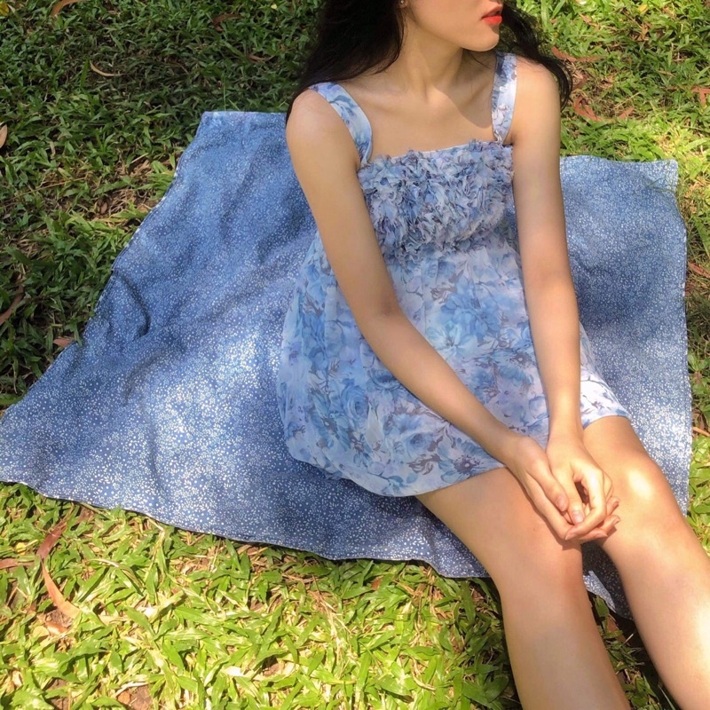 Đầm hai dây hoa nhí đồ si đồ secondhand 2hand