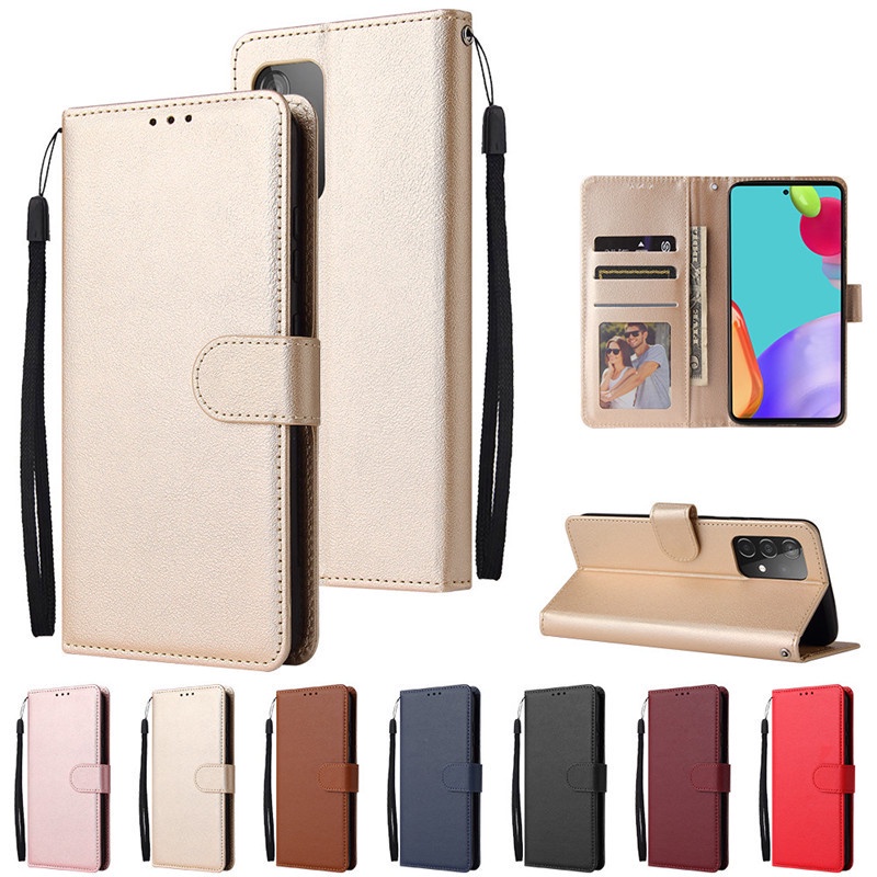 Bao da điện thoại nắp gập làm giá đỡ sang trọng cho Samsung Galaxy A72 A52 A32 A22 A12