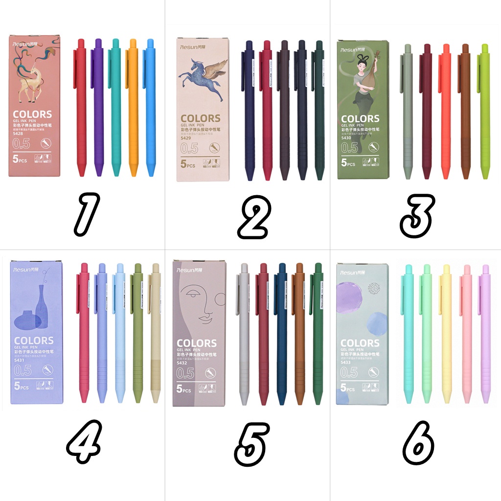 Bút Mực Gel Morandi 0.5mm 5 Màu Sắc