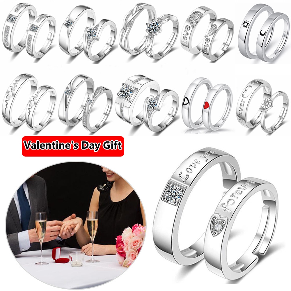 1 cặp nhẫn hình trái tim có thể điều chỉnh kích thước cho cặp đôi