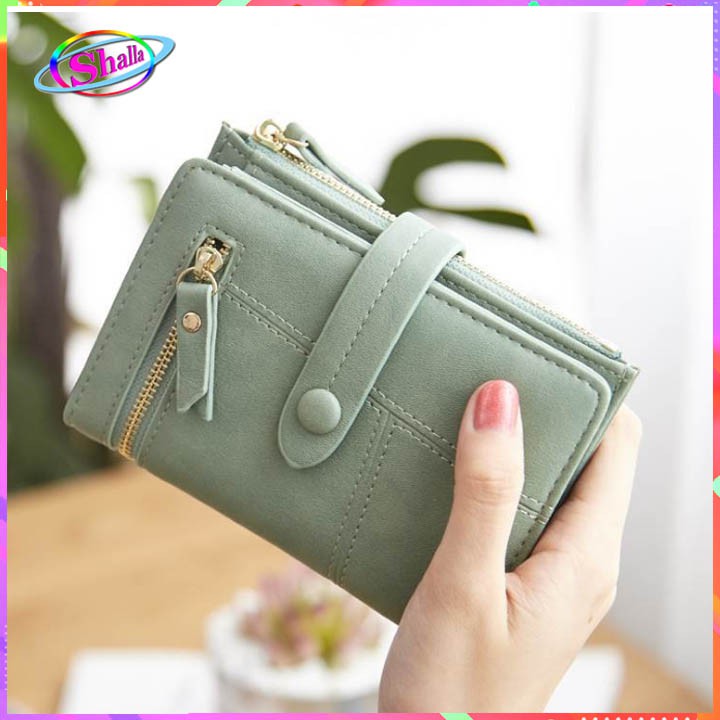 Ví tay Nữ mini sang trọng siêu năng kẹp nút Bi Tròn Shalla  H991