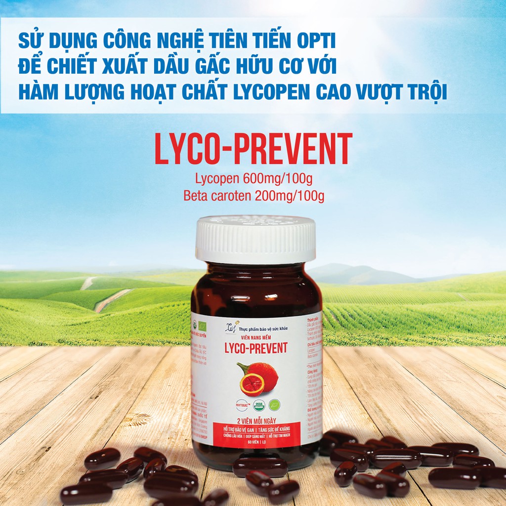 [Combo Liệu trình] Viên Tinh Chất Gấc Lyco Prevent - Sáng Mắt, Đẹp Da, Chống Lão Hoá, Bảo Vệ Gan, Tim mạch | Thế Giới Skin Care