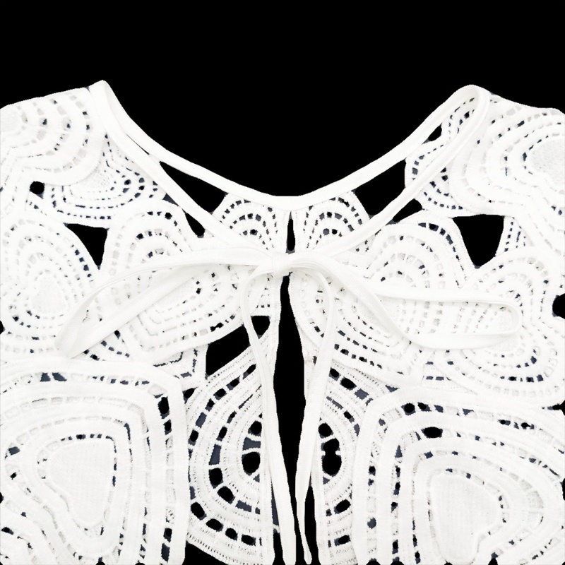 Vòng Cổ Giả Khăn Choàng Màu Trắng Thêu Họa Tiết Trái Tim Phong Cách Lolita Dành Cho Nữ