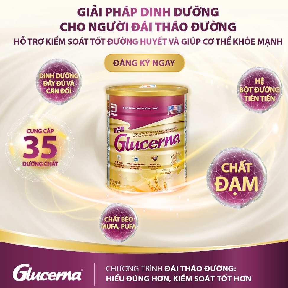 Sữa Bột GLUCERNA 850g Dinh Dưỡng Đặc Biệt Dành Cho Người Đái Tháo Đường