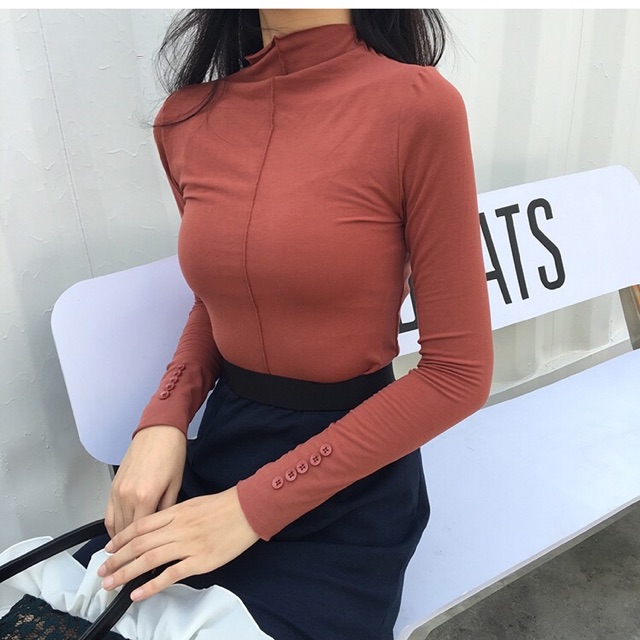 ÁO THUN NỮ CỔ CAO CHẤT MỊN (CÓ SẴN)