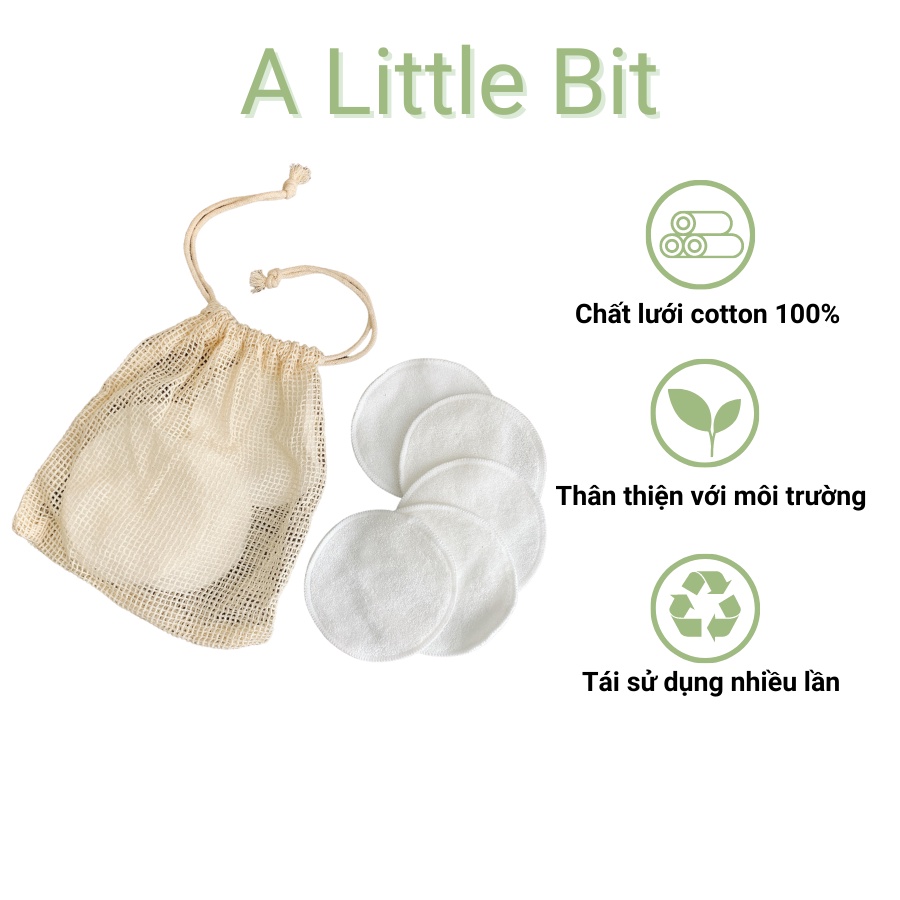Bông tẩy trang tái sử dụng nhiều lần - Vải sợi tre, cotton - A Little Bit
