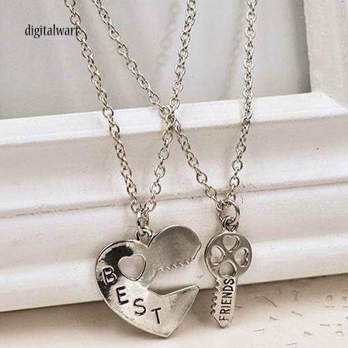 Set 2 Dây Chuyền Tình Bạn Mặt Trái Tim Và Chìa Khóa Khắc Chữ Best Friend Forever