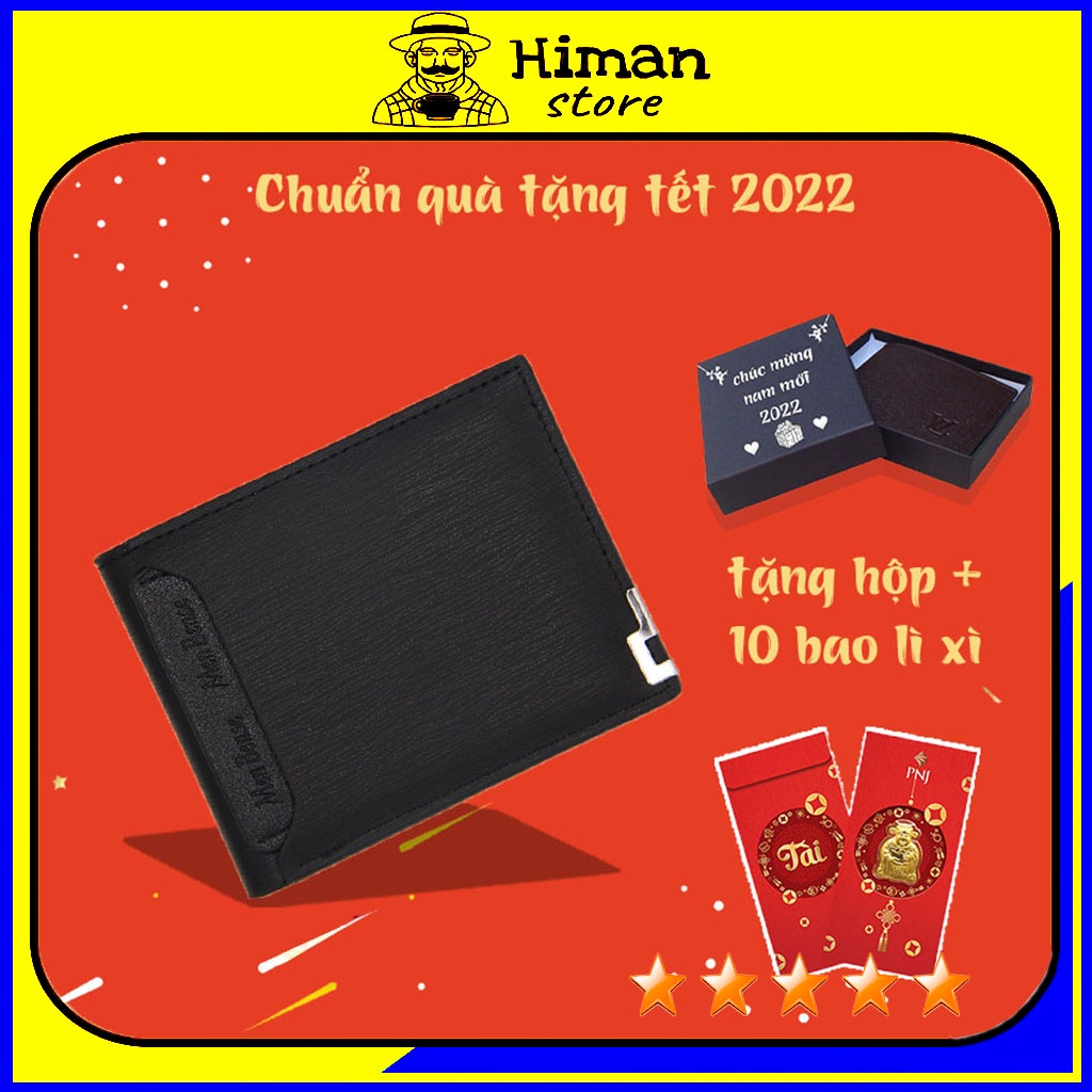 Ví nam thời trang giá rẻ đẹp nhỏ gọn bóp da PU cao cấp mini dáng ngang HIMAN VN160