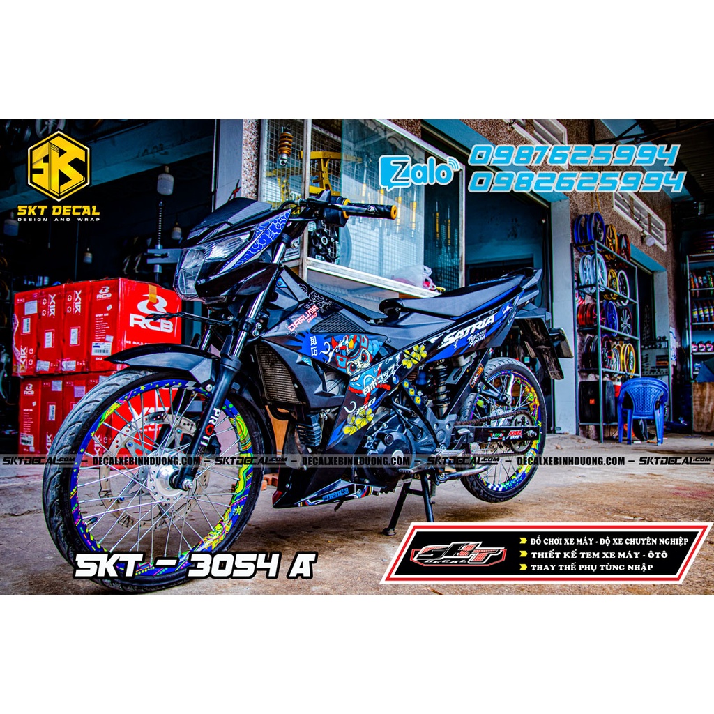 Tem rời satria đen xanh samurai