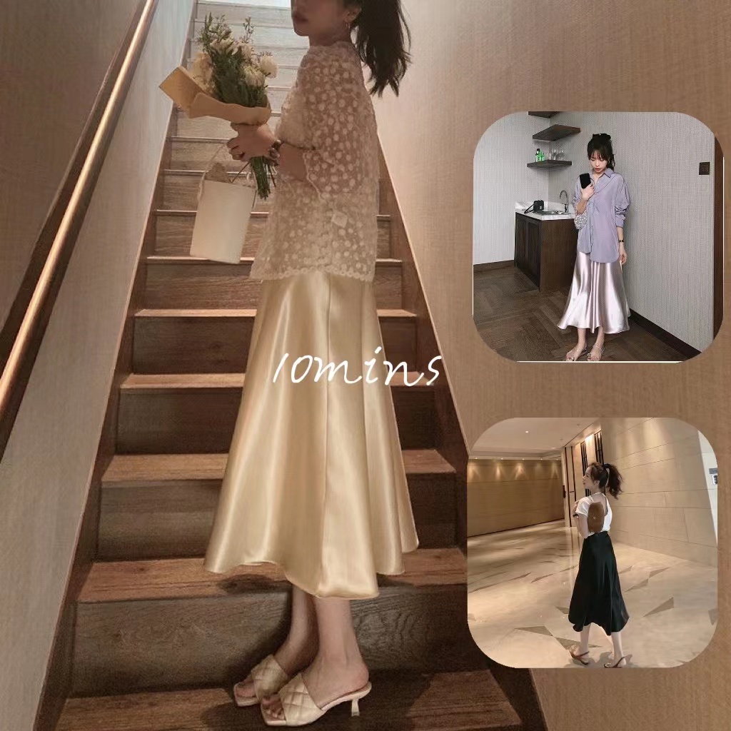 Super pretty Đầm Chân Váy Dài Dáng Chữ A Lưng Cao Phong Cách Retro Thời Trang Cao Cấp chân váy chữ a korean style