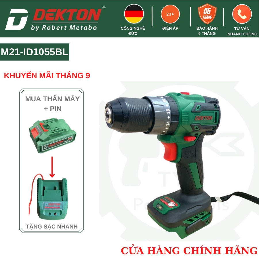 Máy Khoan 3 Chức Năng /M21-ID1055BL / Motor Brushless / Lực Xoắn 55N.m / Chân Pin Phổ Thông Makita ( Thân Máy )