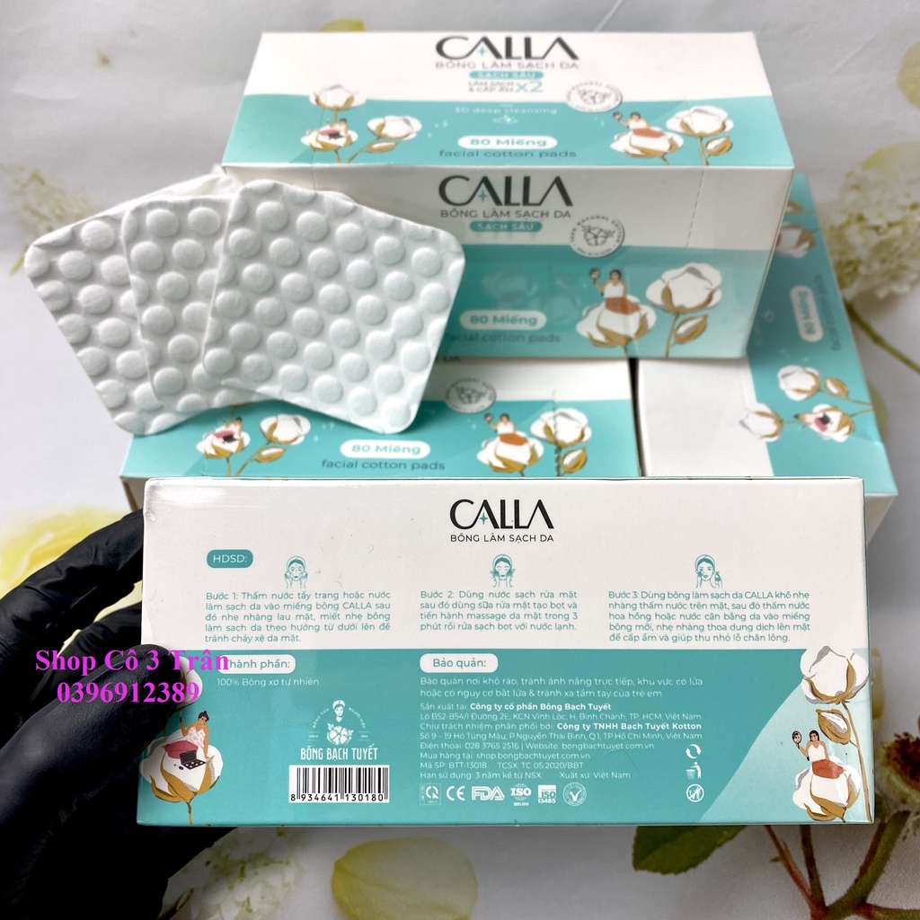 Bông Tẩy Trang Hạt Massage CALLA 80 Miếng/ Hộp