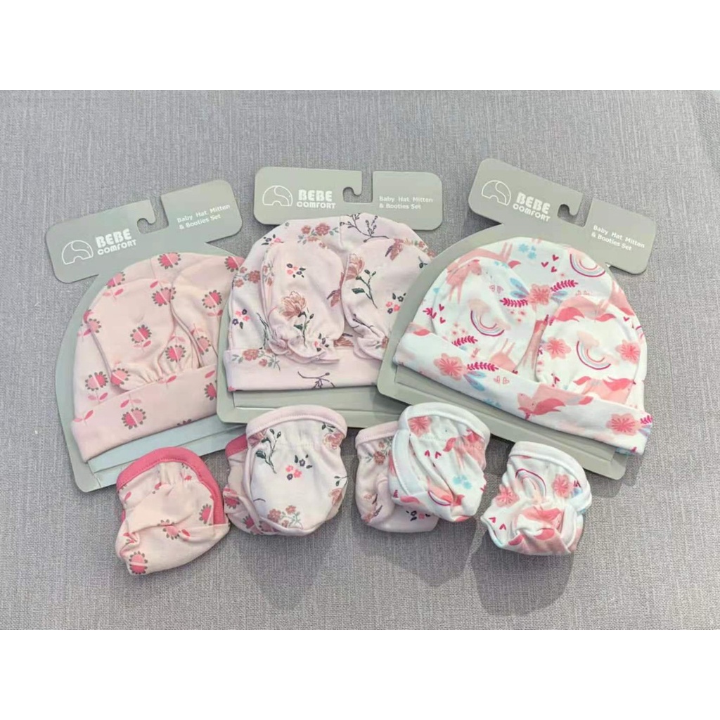 SET MŨ + BAO TAY + BAO CHÂN CHO BÉ SƠ SINH BEBE COMFORT