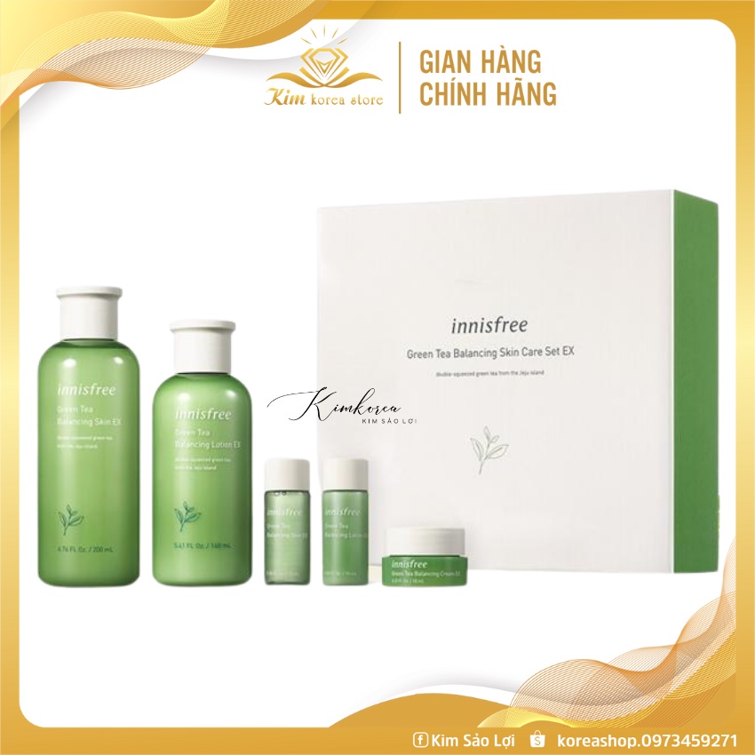Bộ dưỡng trà xanh Innisfree cấp ẩm, chống lão hoá, mêmd mịn da Green Tea balancing