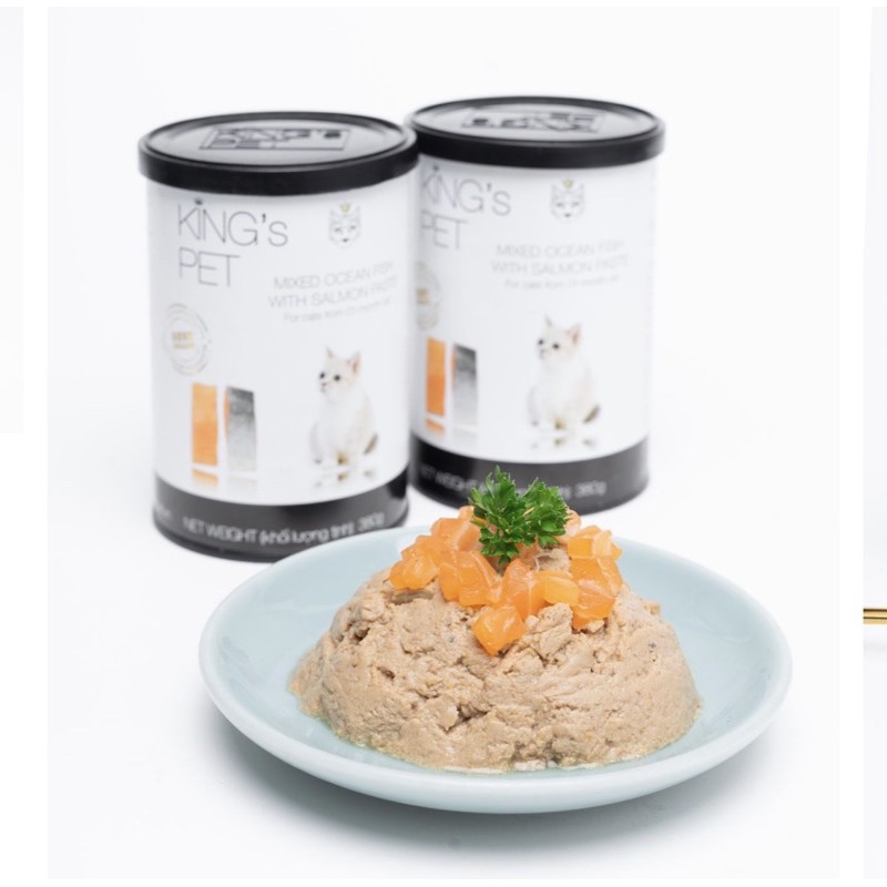 [Mã PET50K giảm Giảm 10% - Tối đa 50K đơn từ 250K] 380gr Pate hỗn hợp cá Hồi King’s Pet -Thức ăn cho chó mèo