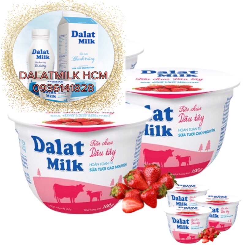 Sữa chua ăn vị dâu tây #Dalatmilk 100gr