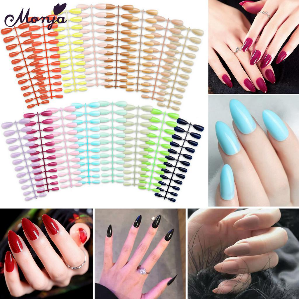 Set 24 Móng Tay Giả MONJA Màu Bóng Nghệ Thuật