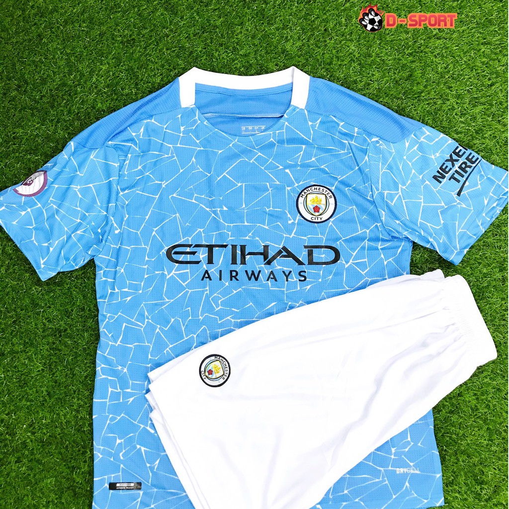 Quần Áo Bóng Đá CLB Man City Home 20/21 - Hàng Nhập Thái - Vải Mè Cao Cấp