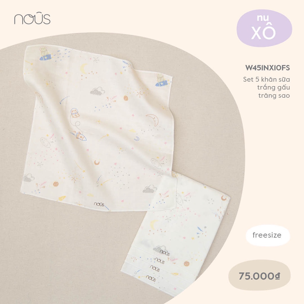 NOUS Set 5 khăn sữa 30x30cm