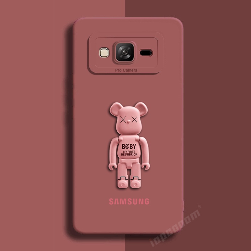Ốp Điện Thoại Silicone Mềm Màu Trơn Có Giá Đỡ Hình Gấu Cho Samsung Galaxy J7 2015 J710 J700 J700F J5 J500 J500F J3 2016