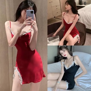 Đầm ngủ 2 dây  xẻ đùi tặng kèm chíp sexy siêu hot