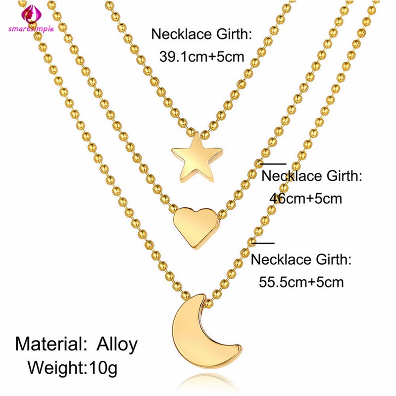 Dây Chuyền Hợp Kim Mặt Hình Trăng Sao Và Trái Tim Thời Trang Cho Nữ