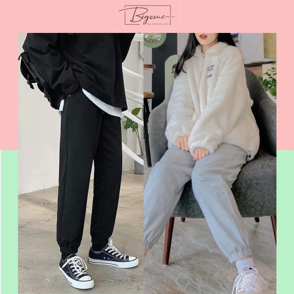 Quần jogger nam nữ phong cách sành điệu có bigsize bo chun ống rộng QJ123