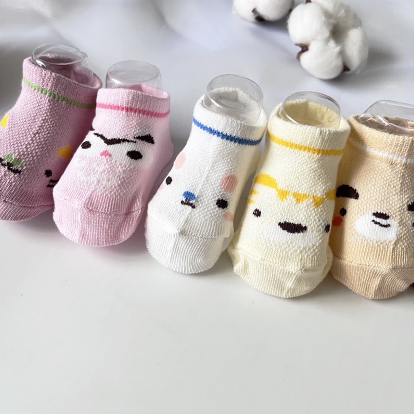 Combo 5 đôi tất lưới COTTON thoáng khí, mềm êm cho bé từ 0-1 tuổi, vớ mang mùa Hè dễ thương, phong cách HOT