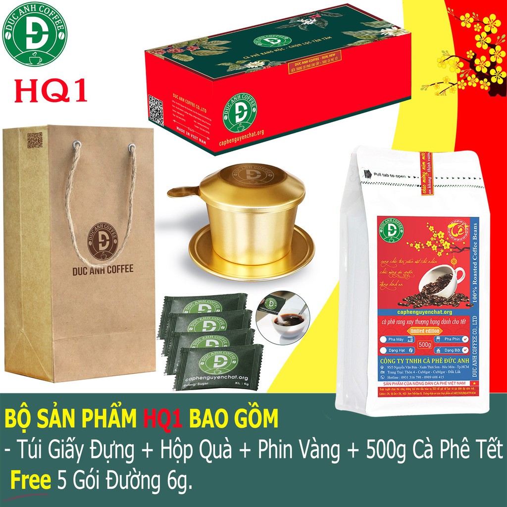 [Hộp Quà Tết] Cà Phê Tết Siêu Đặc Biệt số lượng giới hạn - cafe rang mộc nguyên chất chế biến ướt -· DUC ANH COFFE