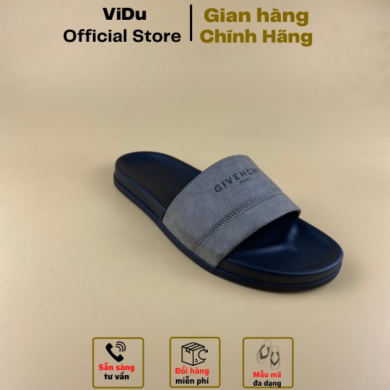 Dép nam thời trang Gyvenchy ViDu 8806 màu xám đen siêu bền, êm chân cao cấp.