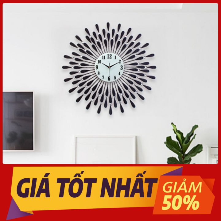 [HÀNG CAO CẤP] Đồng Hồ Treo Tường Trang Trí Nghệ Thuật 93x65cm Thép Mạ Sơn Chống Gỉ Bạc Màu CA38