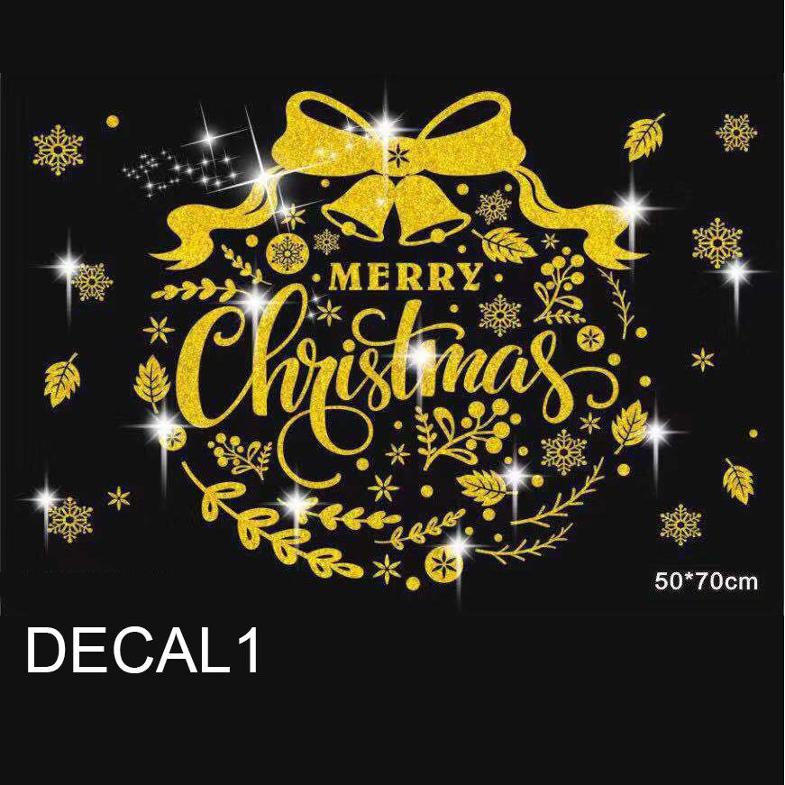 Decal trang trí giáng sinh dán cửa kính hình cây thông ông già noel TUNG HOME DECOR GS2022