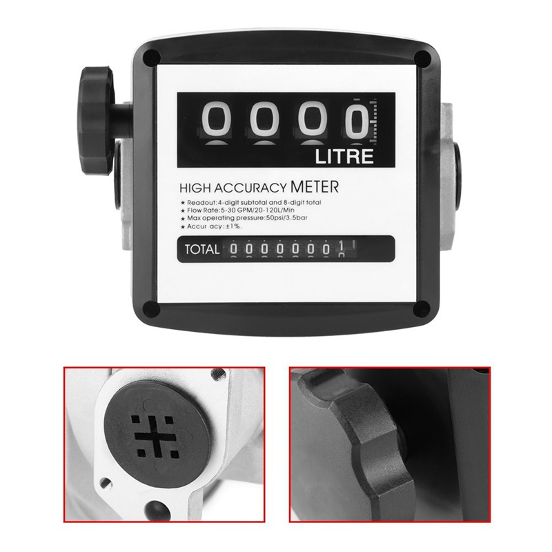 Đồng Hồ Đo Lưu Lượng Nhiên Liệu 4 Chữ Số 25Mm (1 inch) 5-30 GPM / 20-120L / Min